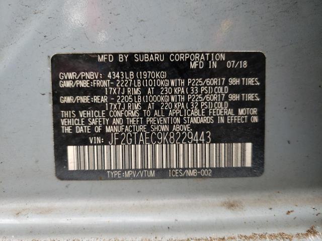Photo 10 from auction – 2019 SUBARU CROSSTREK with VIN JF2GTAEC9K8229443