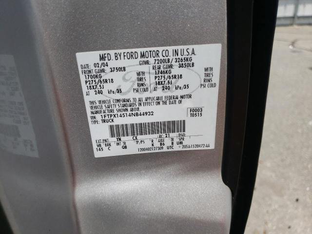 Photo 10 from auction – 2004 FORD F150 with VIN 1FTPX14514NB44932