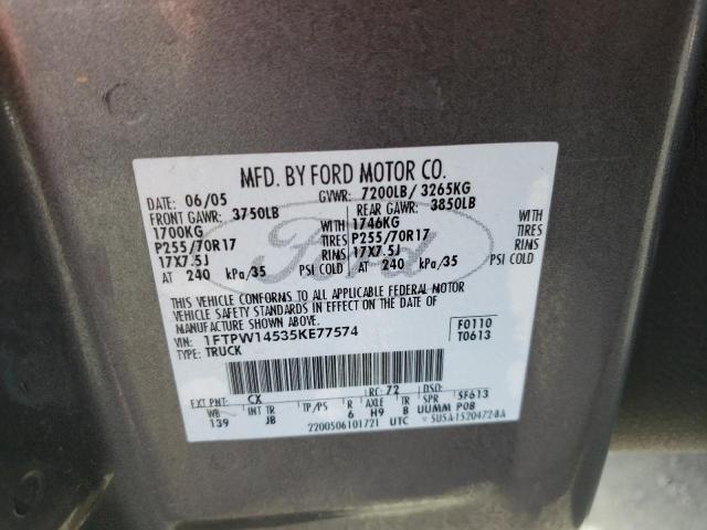 Photo 10 from auction – 2005 FORD F150 SUPER with VIN 1FTPW14535KE77574