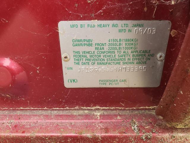 Photo 10 from auction – 2004 SUBARU FORESTER 2 with VIN JF1SG65664H733395