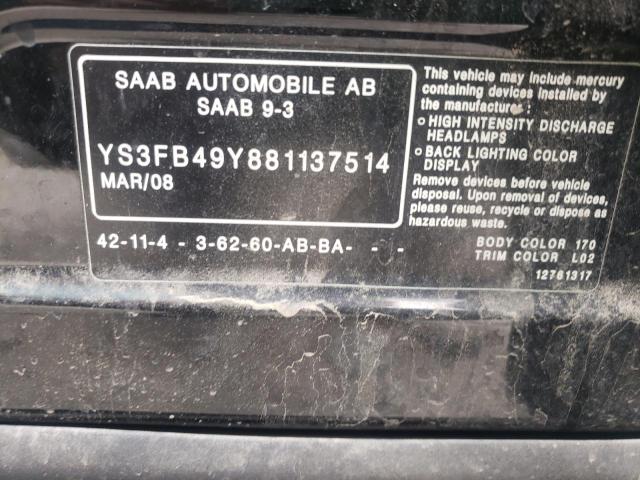 Photo 10 from auction – 2008 SAAB 9-3 2.0T with VIN YS3FB49Y881137514
