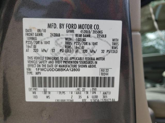 Photo 10 from auction – 2011 FORD ESCAPE XLT with VIN 1FMCU0DG8BKA12800