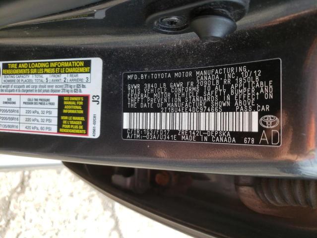Photo 10 from auction – 2013 TOYOTA COROLLA BA with VIN 2T1BU4EE4DC974665