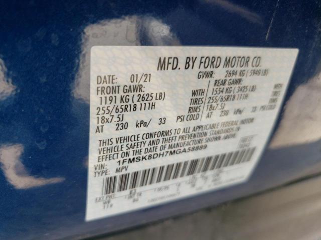 Photo 10 from auction – 2021 FORD EXPLORER X with VIN 1FMSK8DH7MGA58889