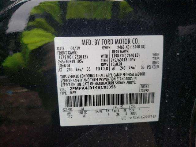 Photo 10 from auction – 2019 FORD EDGE SEL with VIN 2FMPK4J91KBC03358