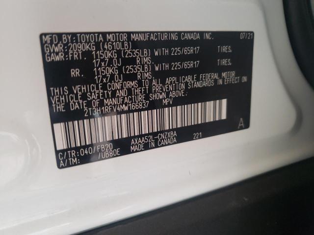 Photo 10 from auction – 2021 TOYOTA RAV4 LE with VIN 2T3H1RFV4MW166837