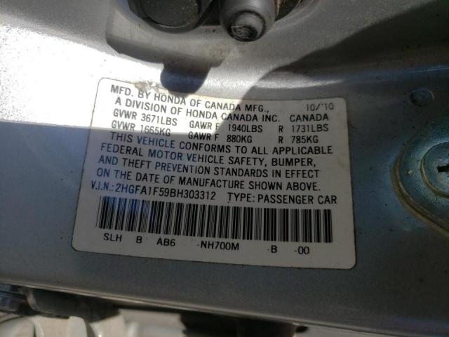 Photo 10 from auction – 2011 HONDA CIVIC LX with VIN 2HGFA1F59BH303312