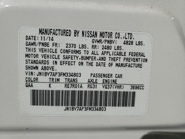 Photo 10 from auction – 2015 INFINITI Q50 BASE with VIN JN1BV7AP3FM334803