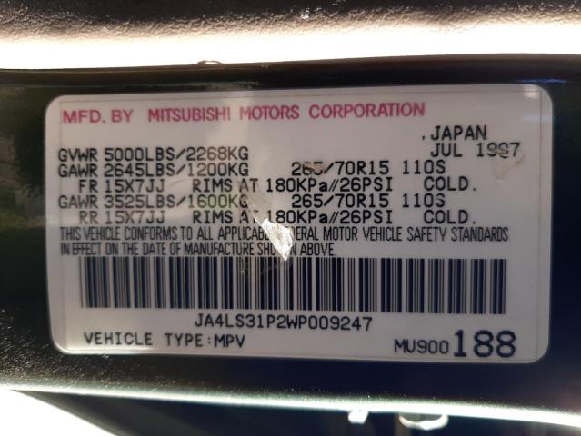 Photo 10 from auction – 1998 MITSUBISHI MONTERO SP with VIN JA4LS31P2WP009247