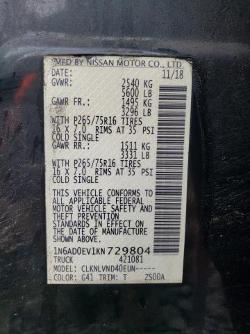 Photo 10 from auction – 2019 NISSAN FRONTIER S with VIN 1N6AD0EV1KN729804
