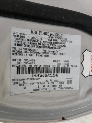 Photo 10 from auction – 2006 FORD TAURUS SEL with VIN 1FAFP56U36A232047