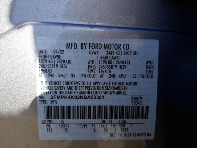 Photo 10 from auction – 2022 FORD EDGE TITAN with VIN 2FMPK4K92NBA53361