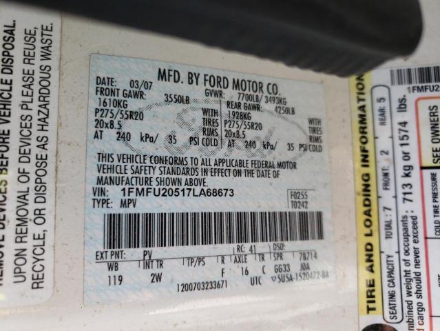 Foto 10 de la subasta – 2007 FORD EXPEDITION con VIN 1FMFU20517LA68673