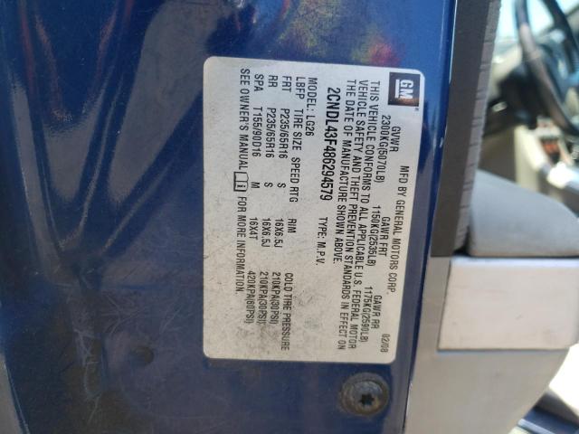Photo 10 from auction – 2008 CHEVROLET EQUINOX LT with VIN 2CNDL43F486294579