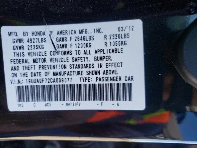 Photo 10 from auction – 2012 ACURA TL with VIN 19UUA9F72CA009077