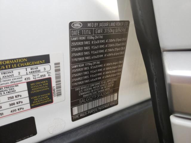Photo 10 from auction – 2015 LAND ROVER RANGE ROVE with VIN SALGS2TF3FA204971
