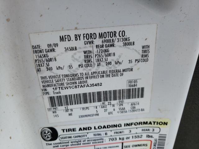 Photo 10 from auction – 2010 FORD F150 SUPER with VIN 1FTEW1C87AFA35452