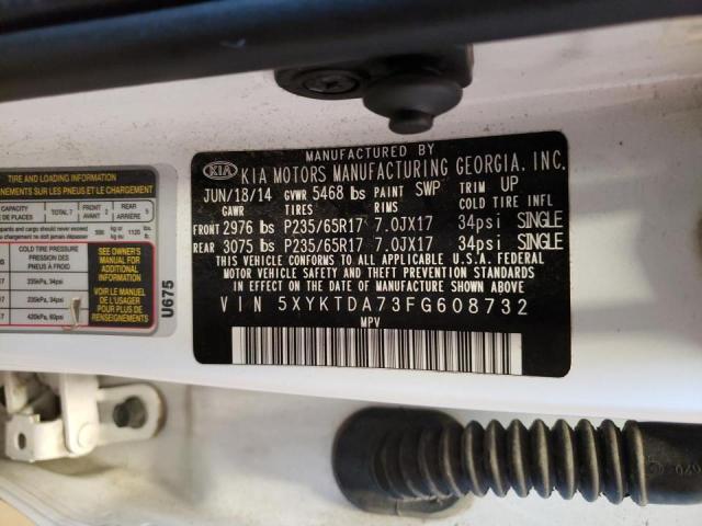 Photo 10 from auction – 2015 KIA SORENTO LX with VIN 5XYKTDA73FG608732