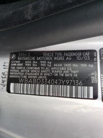 Photo 10 from auction – 2004 BMW 325 CI with VIN WBABD33404JY97136