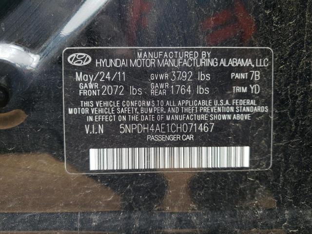 Photo 10 from auction – 2012 HYUNDAI ELANTRA with VIN 5NPDH4AE1CH071467