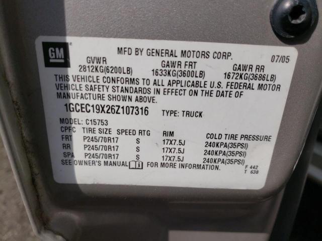 Photo 10 from auction – 2006 CHEVROLET SILVERADO with VIN 1GCEC19X26Z107316