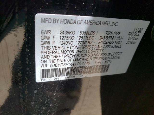 Photo 10 from auction – 2020 ACURA MDX TECHNO with VIN 5J8YD3H56LL017740