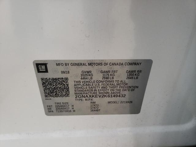 Photo 10 from auction – 2019 CHEVROLET EQUINOX LT with VIN 2GNAXKEV2K6149432