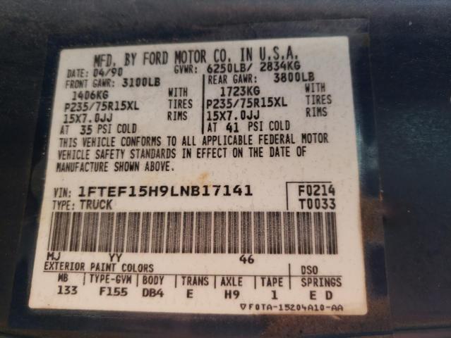 Photo 10 from auction – 1990 FORD F150 with VIN 1FTEF15H9LNB17141
