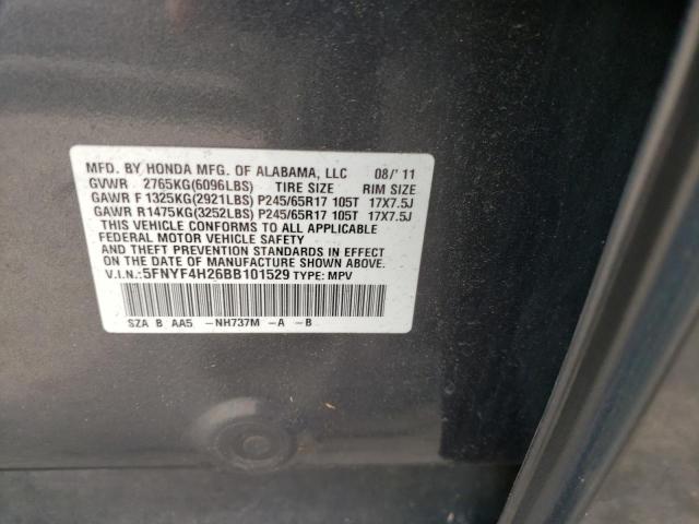 Photo 10 from auction – 2011 HONDA PILOT LX with VIN 5FNYF4H26BB101529