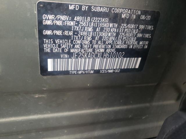 Photo 10 from auction – 2020 SUBARU FORESTER P with VIN JF2SKAGCXLH610102