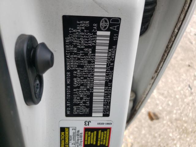 Photo 10 from auction – 2012 TOYOTA COROLLA BA with VIN 2T1BU4EE3CC861501