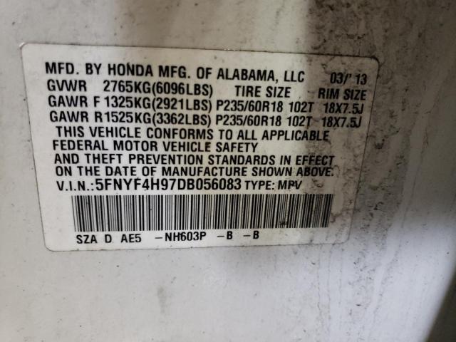 Photo 10 from auction – 2013 HONDA PILOT TOUR with VIN 5FNYF4H97DB056083