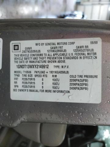 Photo 10 from auction – 2000 CHEVROLET BLAZER with VIN 1GNDT13WXY2149912