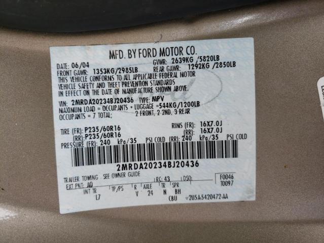Photo 10 from auction – 2004 MERCURY MONTEREY with VIN 2MRDA20234BJ20436