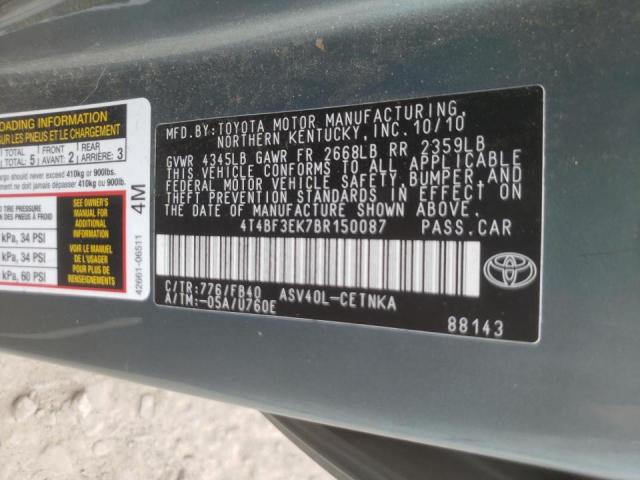Foto 10 de la subasta – 2011 TOYOTA CAMRY BASE con VIN 4T4BF3EK7BR150087