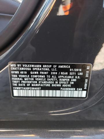 Photo 10 from auction – 2015 VOLKSWAGEN PASSAT SE with VIN 1VWBT7A33FC064037