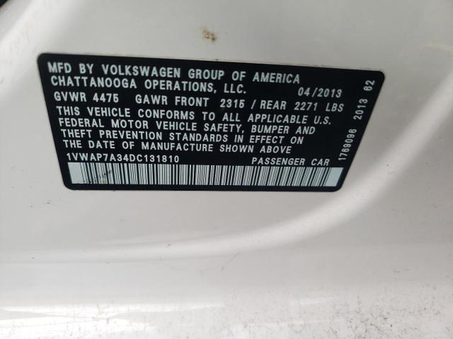 Photo 10 from auction – 2013 VOLKSWAGEN PASSAT S with VIN 1VWAP7A34DC131810
