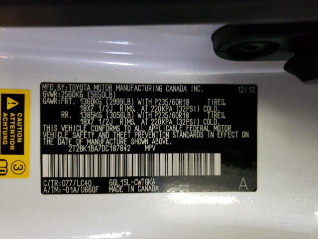 Photo 10 from auction – 2013 LEXUS RX 350 BAS with VIN 2T2BK1BA7DC187842