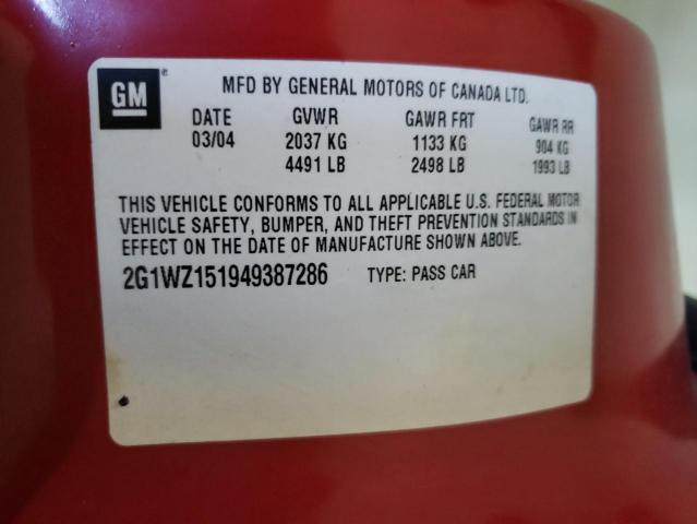 Photo 10 from auction – 2004 CHEVROLET MONTE CARL with VIN 2G1WZ151949387286