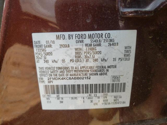 Photo 10 from auction – 2010 FORD EDGE LIMIT with VIN 2FMDK4KC8ABB02152