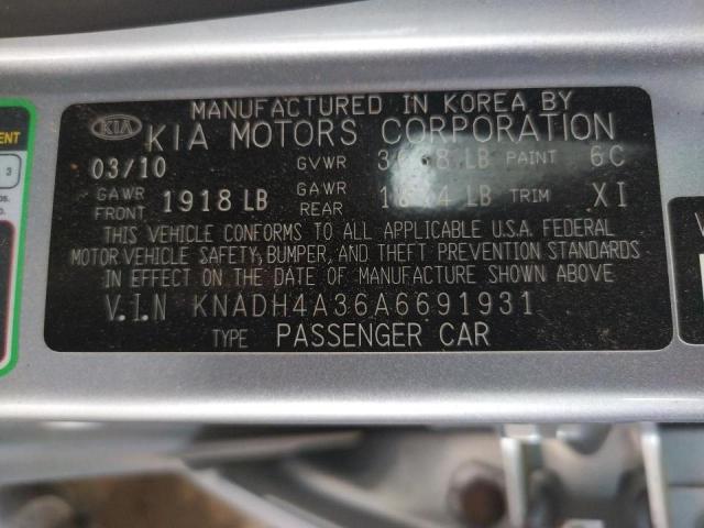 Photo 10 from auction – 2010 KIA RIO LX with VIN KNADH4A36A6691931