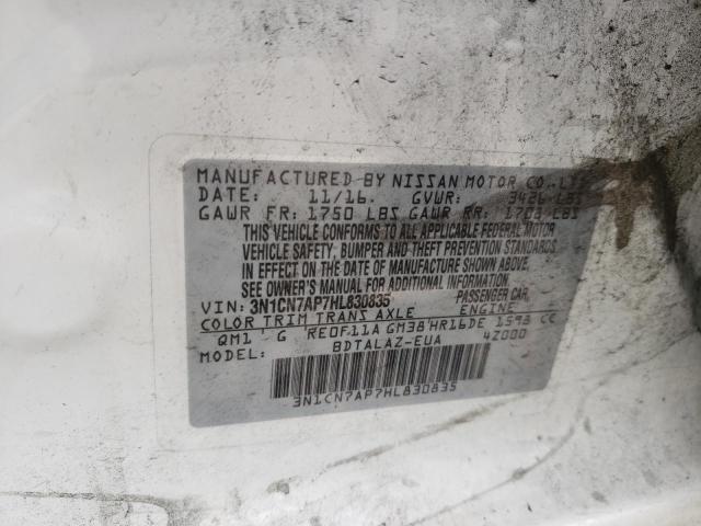 Photo 10 from auction – 2017 NISSAN VERSA S with VIN 3N1CN7AP7HL830835