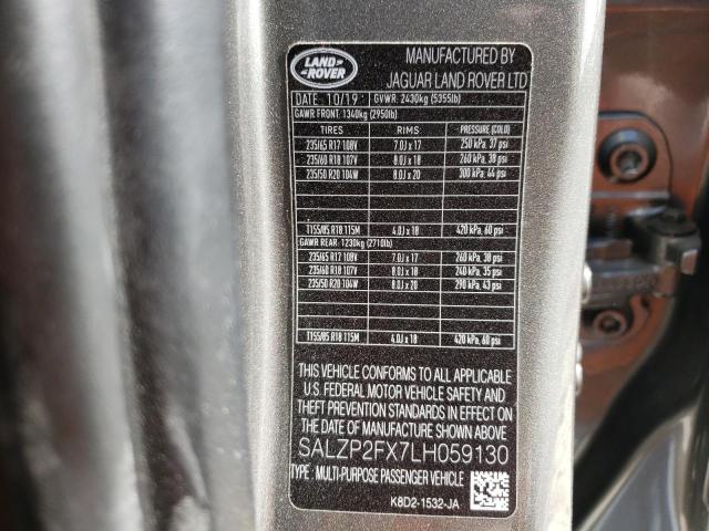 Photo 10 from auction – 2020 LAND ROVER RANGE ROVE with VIN SALZP2FX7LH059130