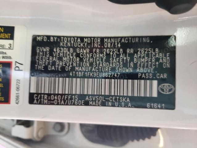 Photo 10 from auction – 2014 TOYOTA CAMRY L with VIN 4T1BF1FK9EU862747