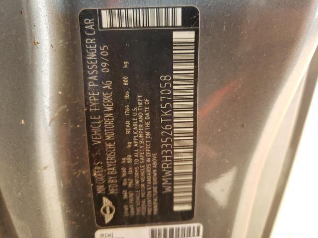 Photo 10 from auction – 2006 MINI COOPER S with VIN WMWRH33526TK57058