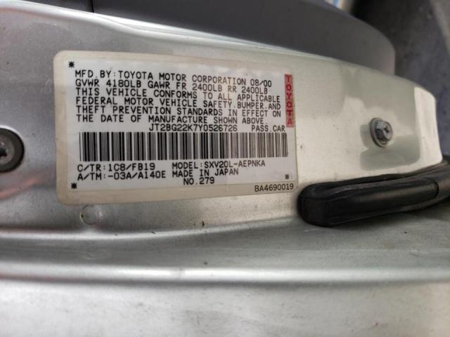 Photo 10 from auction – 2000 TOYOTA CAMRY CE with VIN JT2BG22K7Y0526726