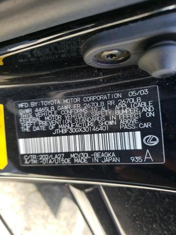 Photo 10 from auction – 2003 LEXUS ES 300 with VIN JTHBF30GX30146401