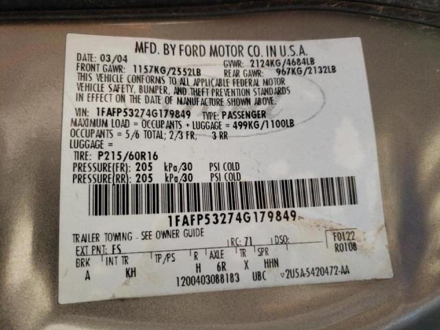 صورة رقم 10 من المزاد - 2004 FORD TAURUS SE مع VIN 1FAFP53274G179849