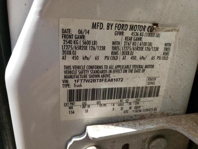 Photo 10 from auction – 2015 FORD F250 SUPER with VIN 1FT7W2BT5FEA81072