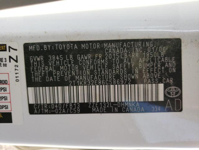 Photo 10 from auction – 2006 TOYOTA COROLLA MA with VIN 2T1KR32E86C586972